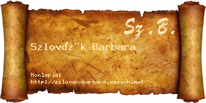 Szlovák Barbara névjegykártya