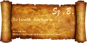 Szlovák Barbara névjegykártya